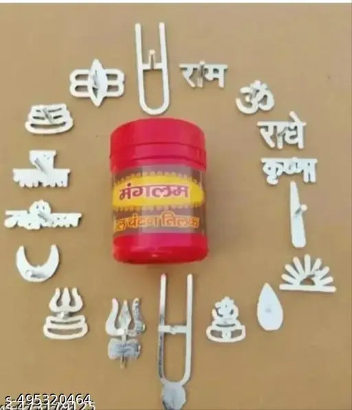 Puja Article Puja Samagri puja thali set Tilak Stamp Free With Manglam Red Chandan Box (Pack of 18)