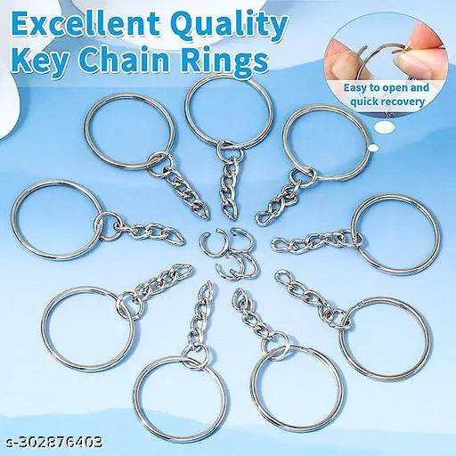 15 Pcs Keychains with Chain and 15 Pcs Jump Rings, Keychain Rings Kit Keychain Findings Bulk for Keychain