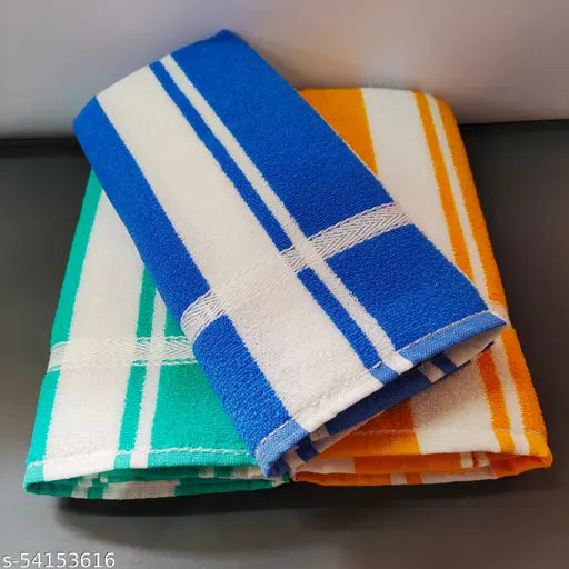 MAHA SALE PRICE LIVE!! Trendy Synthetic Bath & Beach Towels , Striped Bath Big Towel For Men And Women ( Pack Of 3 )