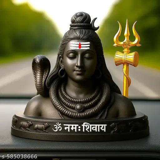Shiva Idol | Adiyogi Idol Mahadev Statue | Premium Shiv Idol for Car Dashboard, Mandir Puja, Home Decor & Office Table | Mahakal Idol Bholenath Murti | Resin Statue with Trishul & Vasuki Snake | Handcrafted Shiv Idol for Gift, Worship, Meditation & Decor