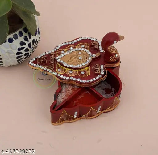 Two unbreakable handmade beautiful kumkum box for pooja sindoordani chopra for mandir Chandan Roli Tika Chopda Set/Chawal Akshat Haldi Dibbi/Kumkum Holder Chopda