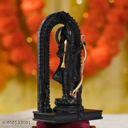 Ram Lalla Idol for Car Dashboard & Home Temple – Resin Murti (Black, 1 Pc)