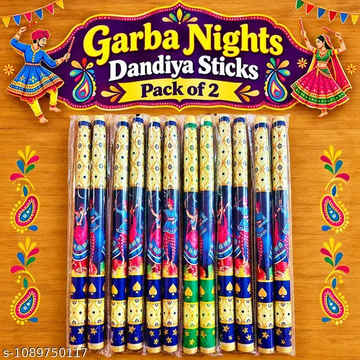 Premium Wooden Dandiya Sticks for Navratri – Pack of 2