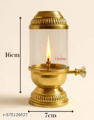 GALAXY GIFT ( 6X4 )Pure Brass Akhand Diya with Borosilicate Glass & Adjustable Bati Knob || Traditional Oil Lamp for Spiritual Use in Mandir, Home Puja, Diwali, Navratri