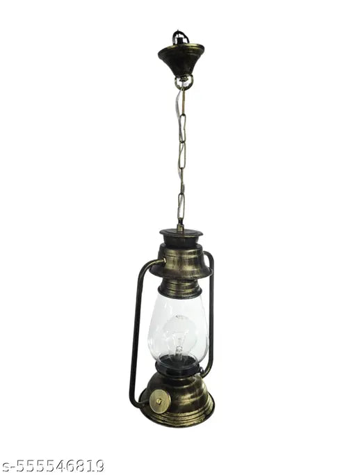 Vintage Hanging Lantern Pendant Light | Antique Brass Finish | Rustic Chain Lamp for Living Room, Balcony, Cafe, Bar, Restaurant | 22 inch Decorative Ceiling Light(bulb not included)