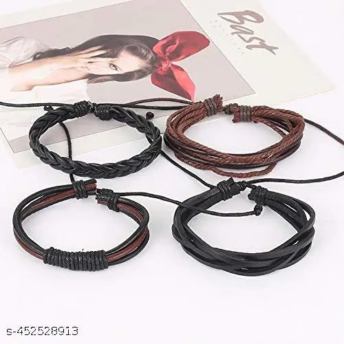 Black and Brown Bracelet for Men and Women I Set Of 4 Bracelet I Bracelet For Men