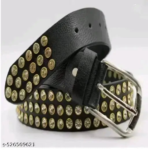 LEXIFY fashionable dimond stone belt | black belt  | belt for men | stone belt