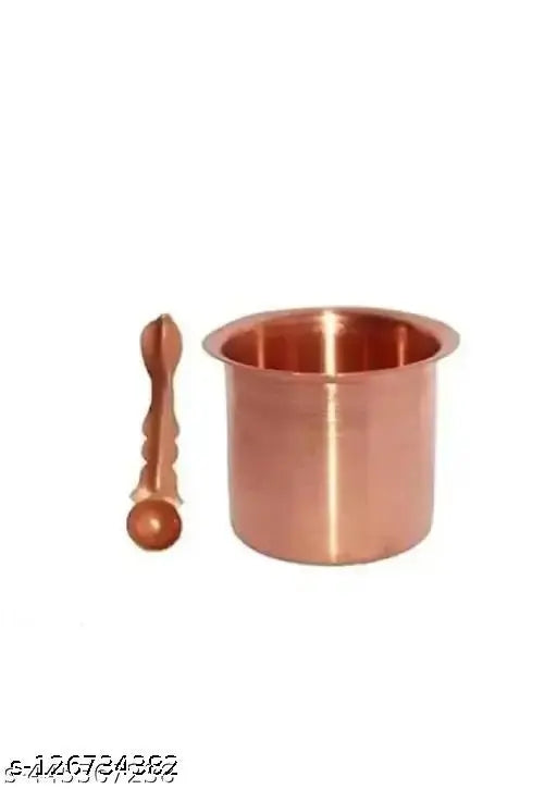 Copper Set of Panchpatra & Pali (Achmani) (Pack of 2) Copper (Brown) Brand: Fellix