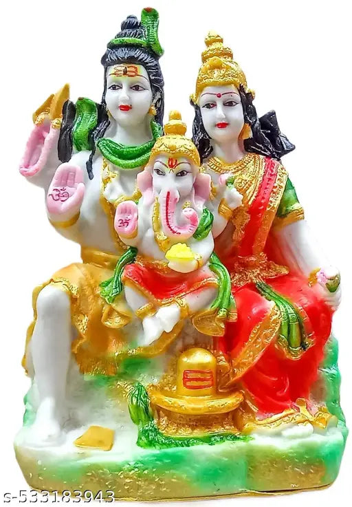 Shiv Parivar Family Murti Statue for Home Pooja Room Temple Gift Idol ( multiclour )