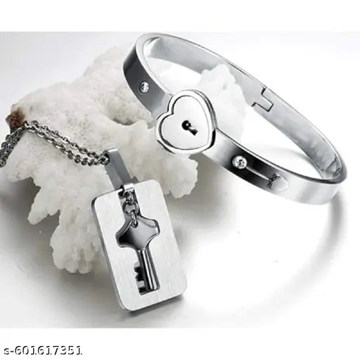 STYLISH STAINLESS STEEL LOCK & KEY BRACELET FOR GIRLS AND BOYS MENS BOYFRIEND