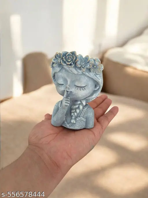 DAY CREATION Resin Head Planter - Set of 1 | Cute Cartoon Design | Mini Succulent Flower Pot with Drainage System Option | Ideal for Succulents and Small Plants