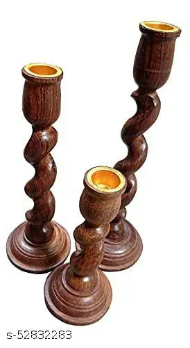 Wooden Candle Holder / Candle Stand Set Of 3