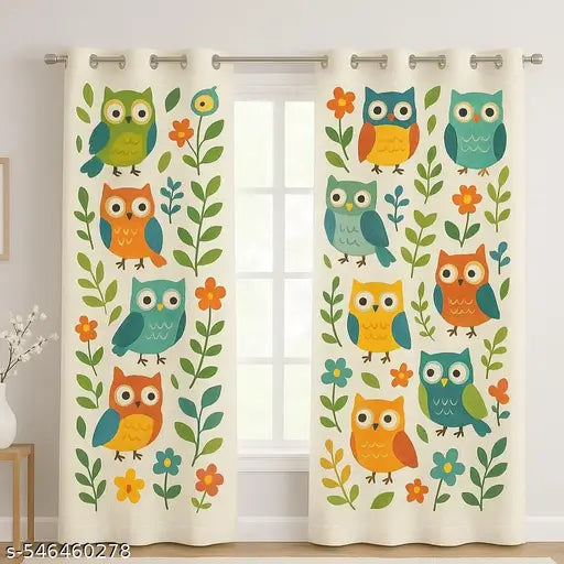 Kids Cartoon Printed  Grommet Curtains For Window, Kids Room, Bedroom Playroom Pack of 2 Pieces (4x5 Feet)