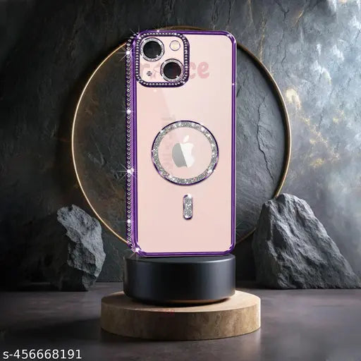 Magnetic diamond Rhinestone Encrusted iphone 15-purple