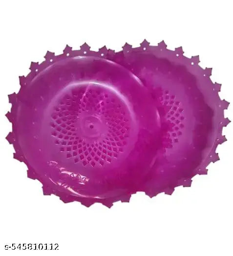 Clear Pink Colour Plastic Decorative Hanging Jhumar Plate 8 inch (2 Pcs)