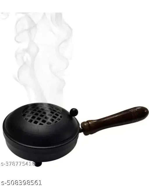 Dhoop Dani incense holders metal incesne loban holder Metal Incense Burner Metal Hammered Incense Burner Loban Dani Dhoop Dani Burner for Home Office Temple Puja(Round) (Black)