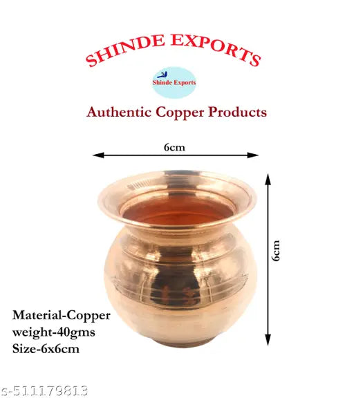 SHINDE EXPORTS small size copper tamba lota kalash for puja drinking water pooja