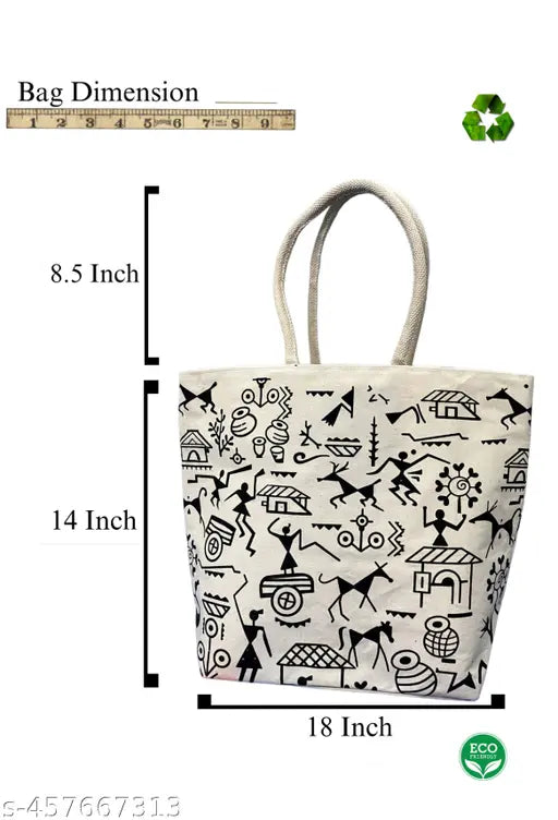 Ancient Print Canvas Tote Bag - Stylish & Eco-Friendly Carryall