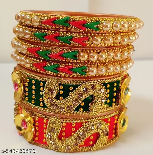Lal Hara colour fancy bangles