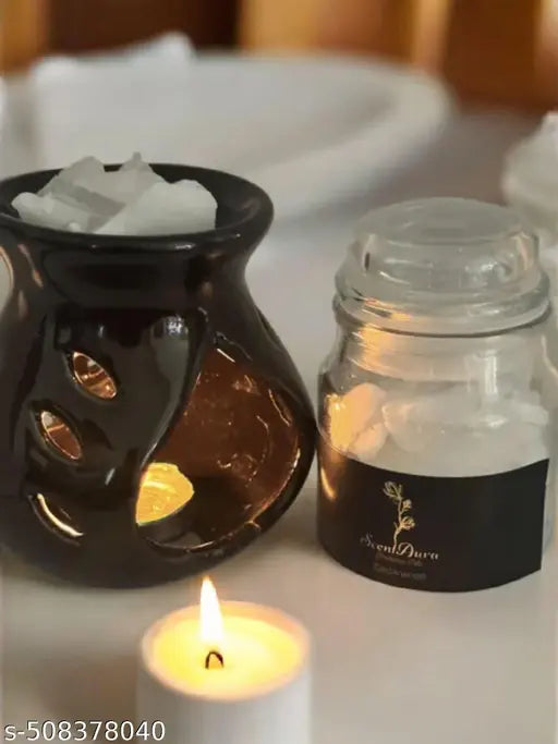 Gift Set Cedarwood Oil Infused Bhimseni Kapur with Tealight Diffuser