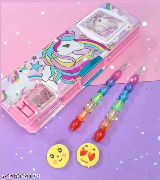 Calculator Geometry, calci Geo, Dual Sharpener with Calculator, Double sided Stationary  Boox   for Girls Art Plastic Pencil  Boox   (Random color )