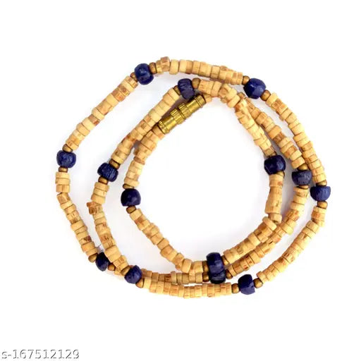 Tulsi Mala 18" For Girls,  Original Small Tulsi Beads with Blue beads, From Vrindavan