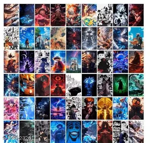 Aesthetic mix Anime Collage Kit Wall Posters Collections | Set of 54 | 4x6 inch each | aesthetic posters- SMALL