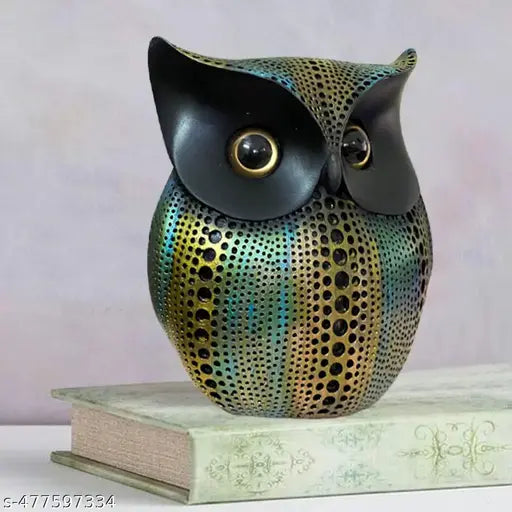 Owl Good Luck Polyresin Multi Color Goodluck Owl Showpiece for Home Decor and Gifting - 5.7 Inches,