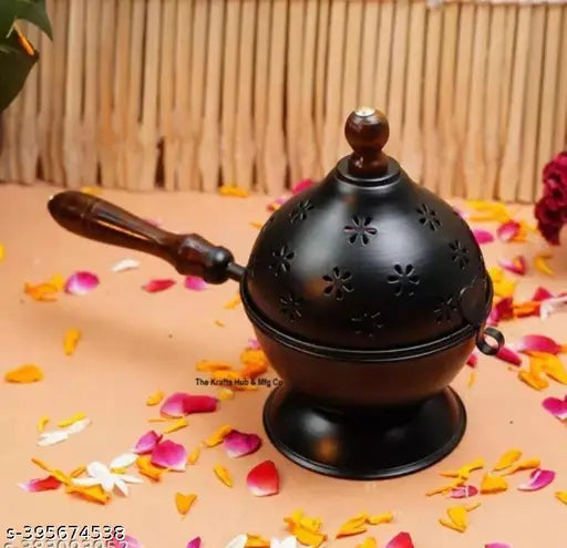 New Metal Incense Burner Loban Dani Dhoop Dani Aarti Metal Loban Dhoop Dani/Dhoop Dani Burner for Home Office Temple Puja(Round)