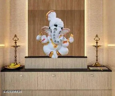 Beautiful Hand Made Marble Ganpati Idol for Gaenesh Chaturthi Celebration|White Ganesha Murti for Your Office and Home Pooja| Gaenesh for Auspicious Occasions (Size 3 inch)