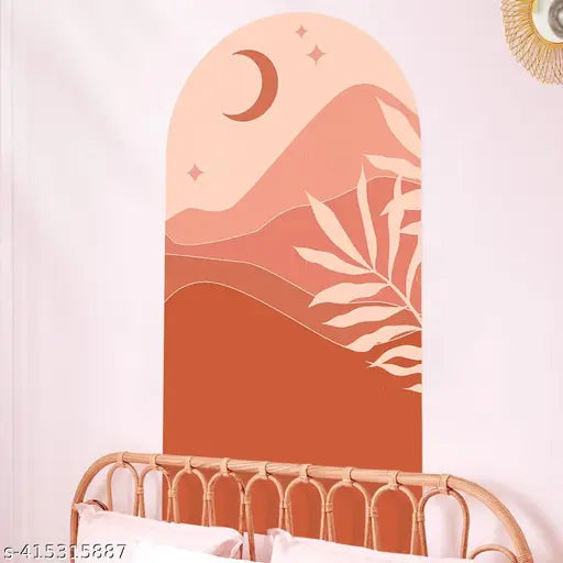 Shree Decor Boho Theme Multicolor Floral Mountain Wall Stickers for Bedrooms, Living Rooms and More, Assorted Scenes