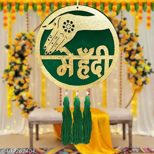 Mehndi Decorations Items | Mehndi Door Board For Home Decorations - Wedding Decorations Board | Mehndi Theme Door Board For Party Celebration