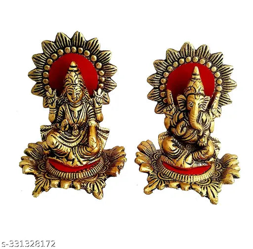 Laxmi ganesh Idol For Home,Temple, Office, Gifting and Purpose Luck and Happiness Metal Size:L-B-H-8x8x11