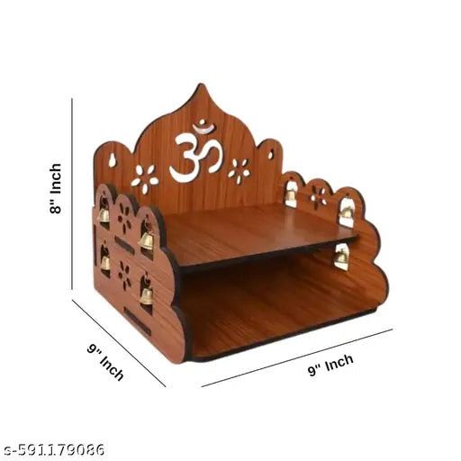 Puzzle Berry Small Wooden Mandir for Home | MDF Temple for Pooja Room & Daily Rituals (Design 1)