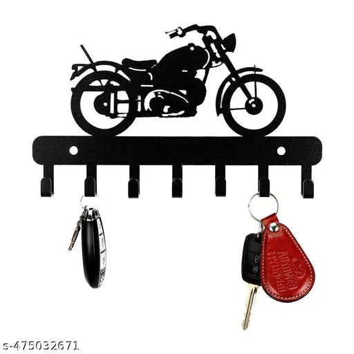 Key Hanger Wall Stylish | Metal Key Holder for Home | Key Chain Holders for Wall Key Stand (6 Hooks, Bike Black)