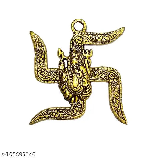 Ganesha Swastika Wall Hanging Brass
