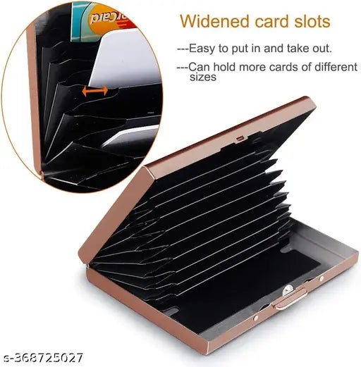 StealODeal Stainless Steel RFID Blocking Credit/Debit 8 Card Holder  (Set of 1Rose Gold )