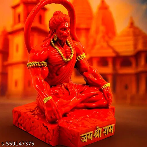 Meditative Hanuman Ji Idol | Jai Shree Ram Bajrangbali Murti | Black Hanuman Statue for Car Dashboard | God Idol for Home Mandir Decor | Sankat Mochan Hanuman Ji for Office Desk | Spiritual Gift Item | Puja Room Hanuman Idol | Hanuman Murti for Positive E