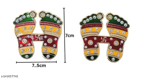 Crafonic Meenakari Cow Shubh Labh Stickers Laxmi Charan Paduka Swastik (Satiya ) Set for Wall & Door Decoration, Diwali Decoration Stickers (Pack of 6 Sets)