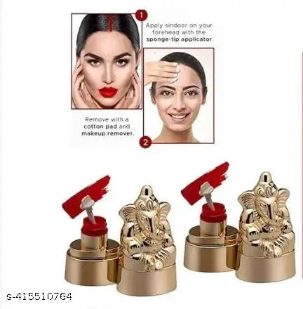 Ganesh Statue Herical Cosmetics Powder Sindoor, Red Sindoor for Women, Organic Sindoor Powder, Kumkum Powder, Sindhuram for Women's Forehead, Sindoor Powder, 15 g (Red Sindoor pack of2)