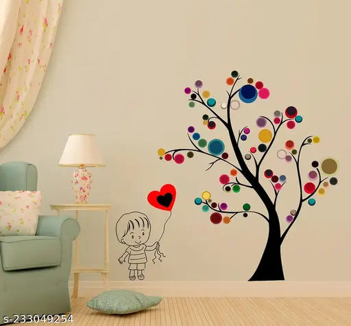 Wallzone Colorful Tree Extra  Large Vinyl Wallstickers For Home Decorations(100 cm x 100 cm)