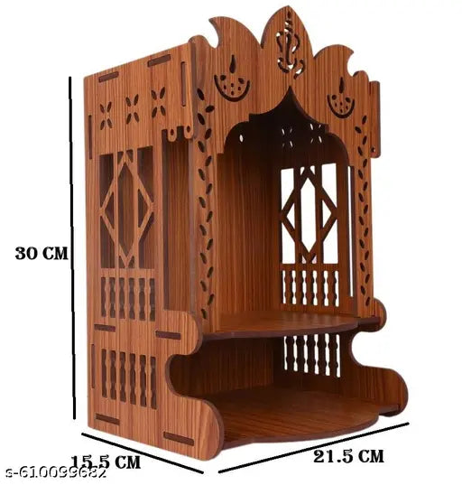 Zuper Wooden Mandir for Home | MDF Temple for Pooja Room & Daily Rituals (Design 813)