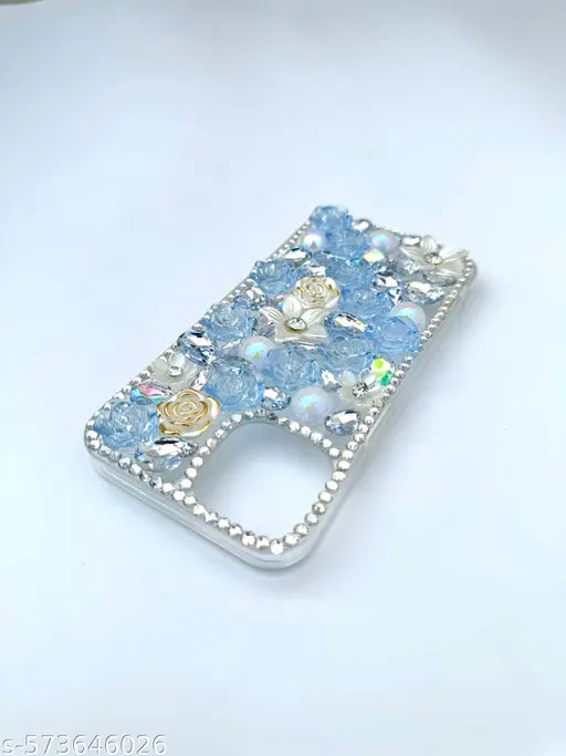iPhone 13 New Design 3D Rose & Rhinestone Bling Case – Princess   Style Back Cover  for Girls and Woman