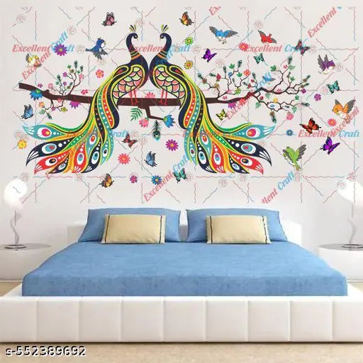 Delight Art ! Branches With Peacock Design Wall Sticker