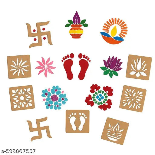 8 pices Rangoli 6/6 Size Modern Rangoli Diwali Festival Good Quality and Modern Rangoli