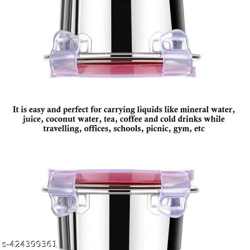 Stainless Steel Airtight, Leak Proof, Frezzer safe and Dust Proof Glass Tumbler with Lid set of 2. Capacity - 400ML, Dia - 7 cm (Each) Glass Set Water/Juice Glass