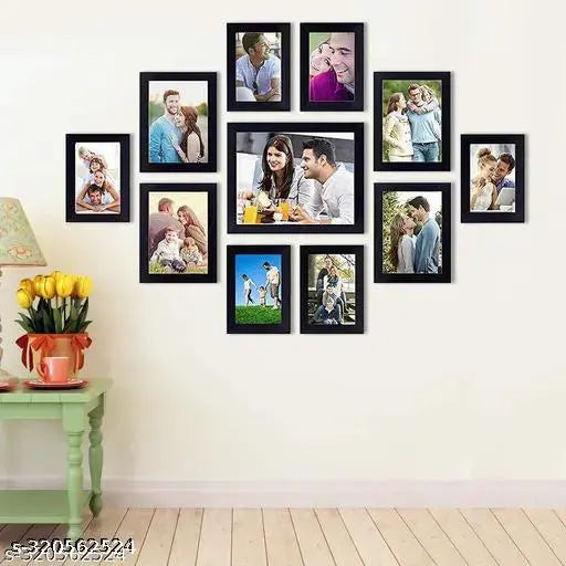 Ag Crafts Glass Wood Photo Frame Black 11 Photos Accomodated For Home And Office Decoration (4X6-6 5X7-4 8X10-1)