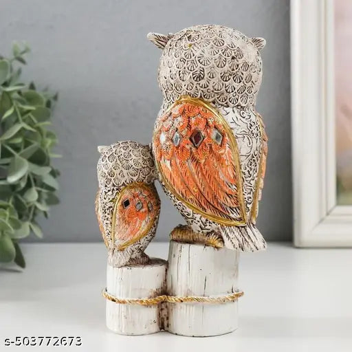 Owl On Stump Sculpture, Vintage Sculpture Tabletop Crafts Figurines Collectible Prop Owl Figurines Decor Sets, Table Desk Ornament, Owl Family Sculpture Owls Statue Gifts House, Tabletop Shelf Decor, Outdoor Garden Yard Statue Decoration