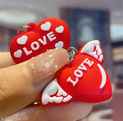 Creative Heart Shaped Pack Of 6 Pcs Keychain For Couples, Gift Bag Pendant, Peach Heart Decor, Diy Accessories