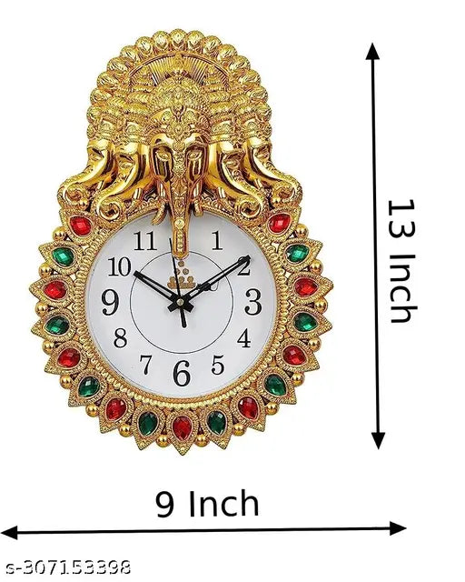 Shrijay Premium Quality Panchmukhi Ganesh Ji Analog Wall Clock for Home & Office